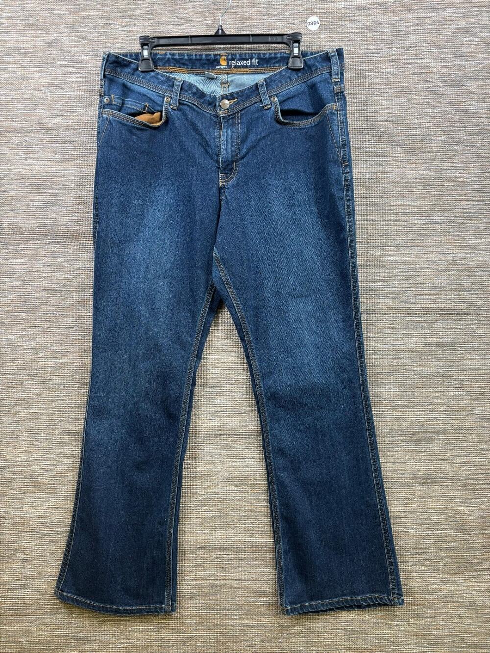 Carhartt Jasper Relaxed Fit Denim Jeans Bootcut Leg Size 16R Blue 100655-409
